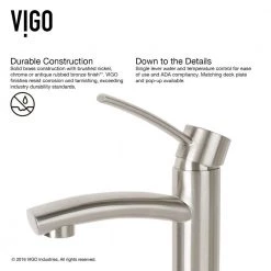 VIGO Glass Round Vessel Bathroom Sink in Frosted White with Milo Faucet and Pop-Up Drain in Brushed Nickel -Bathroom Sinks Sales frosted vigo vessel sinks vgt1051 1f 1000