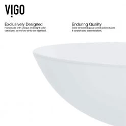 VIGO Glass Round Vessel Bathroom Sink in Frosted White with Milo Faucet and Pop-Up Drain in Brushed Nickel -Bathroom Sinks Sales frosted vigo vessel sinks vgt1051 77 1000
