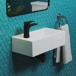 Swiss Madison Voltaire 19.5 in. x 10 in. Rectangular Ceramic Wall Hung Vessel Sink with Left Side Faucet Mount in White