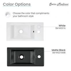 Swiss Madison Voltaire 19.5 in. x 10 in. Rectangular Ceramic Wall Hung Vessel Sink with Right Side Faucet Mount in White 24 Swiss Madison Voltaire 19.5 in. x 10 in. Rectangular Ceramic Wall Hung Vessel Sink with Right Side Faucet Mount in White -Bathroom Sinks Sales glossy swiss madison wall mount sinks sm ws316 1f 1000