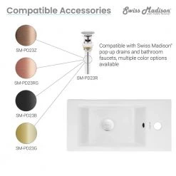 Swiss Madison Voltaire 19.5 in. x 10 in. Rectangular Ceramic Wall Hung Vessel Sink with Right Side Faucet Mount in White 23 Swiss Madison Voltaire 19.5 in. x 10 in. Rectangular Ceramic Wall Hung Vessel Sink with Right Side Faucet Mount in White -Bathroom Sinks Sales glossy swiss madison wall mount sinks sm ws316 4f 1000