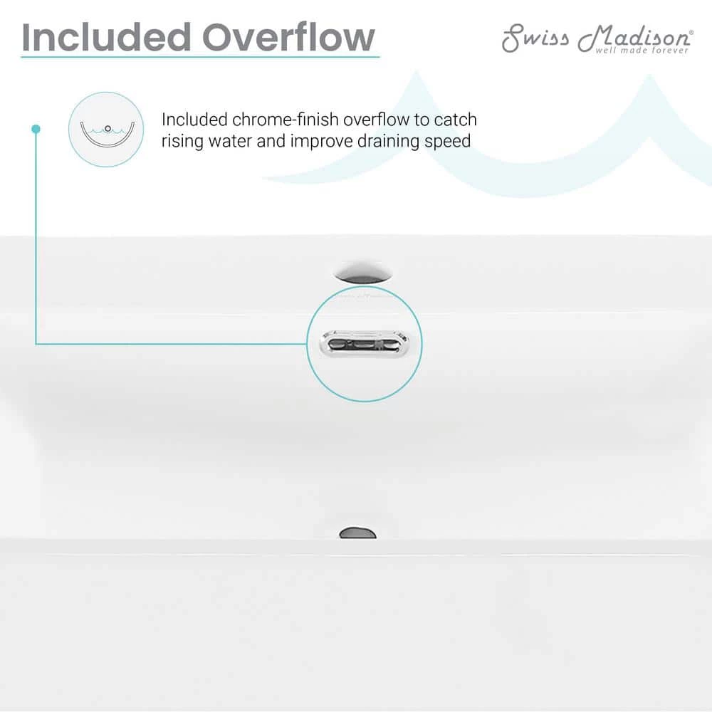 Swiss Madison Claire 24 in. Ceramic Console Sink Basin and Legs Combo in Glossy White Basin with Matte White Legs 5 Swiss Madison Claire 24 in. Ceramic Console Sink Basin and Legs Combo in Glossy White Basin with Matte White Legs - Image 3