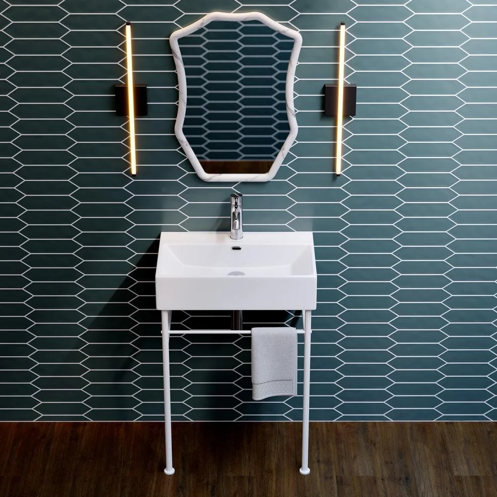 Swiss Madison Claire 24 in. Ceramic Console Sink Basin and Legs Combo in Glossy White Basin with Matte White Legs 3 Swiss Madison Claire 24 in. Ceramic Console Sink Basin and Legs Combo in Glossy White Basin with Matte White Legs