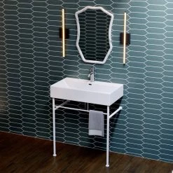 Swiss Madison Claire 30 in. Ceramic Console Sink Basin and Leg Combo in Glossy White Basin with Matte White Legs -Bathroom Sinks Sales glossy white swiss madison console sinks sm cs742 fa 1000