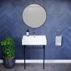 Swiss Madison Claire 24 in. Console Sink White Basin Black Legs -Bathroom Sinks Sales glossy white swiss madison console sinks sm cs771 64 1000