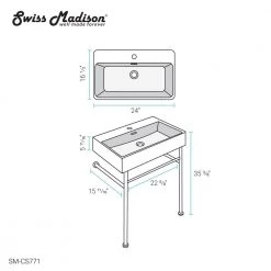 Swiss Madison Claire 24 in. Console Sink White Basin Black Legs 23 Swiss Madison Claire 24 in. Console Sink White Basin Black Legs -Bathroom Sinks Sales glossy white swiss madison console sinks sm cs771 c3 1000