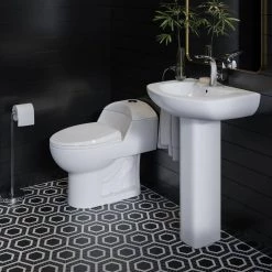 Swiss Madison Chateau Pedestal Bathroom Sink Round Single Faucet Hole in White 17 Swiss Madison Chateau Pedestal Bathroom Sink Round Single Faucet Hole in White -Bathroom Sinks Sales glossy white swiss madison pedestal sinks sm ps305 31 1000