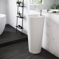 Swiss Madison Monaco Circular Basin Pedestal Sink in Glossy White