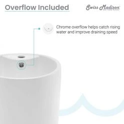 Swiss Madison Monaco Circular Basin Pedestal Sink in Glossy White -Bathroom Sinks Sales glossy white swiss madison pedestal sinks sm ps307 66 1000