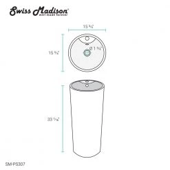 Swiss Madison Monaco Circular Basin Pedestal Sink in Glossy White -Bathroom Sinks Sales glossy white swiss madison pedestal sinks sm ps307 a0 1000