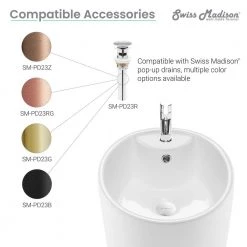 Swiss Madison Monaco Circular Basin Pedestal Sink in Glossy White -Bathroom Sinks Sales glossy white swiss madison pedestal sinks sm ps307 c3 1000