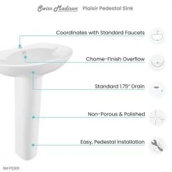 Swiss Madison Plaisir Rounded Pedestal Sink in Glossy White 13 Swiss Madison Plaisir Rounded Pedestal Sink in Glossy White -Bathroom Sinks Sales glossy white swiss madison pedestal sinks sm ps309 1d 1000