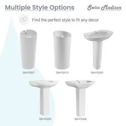 Swiss Madison Plaisir Rounded Pedestal Sink in Glossy White 17 Swiss Madison Plaisir Rounded Pedestal Sink in Glossy White -Bathroom Sinks Sales glossy white swiss madison pedestal sinks sm ps309 1f 1000