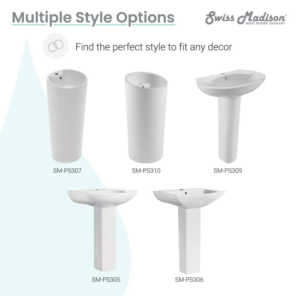 Swiss Madison Plaisir Rounded Pedestal Sink in Glossy White 10 Swiss Madison Plaisir Rounded Pedestal Sink in Glossy White - Image 8