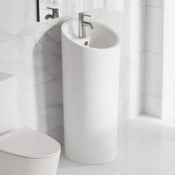 Swiss Madison St. Tropez 1-piece Circular Pedestal Sink in Glossy White