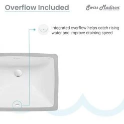 Swiss Madison Plaisir 21 in. Rectangular Undermount Bathroom Sink in Glossy White -Bathroom Sinks Sales glossy white swiss madison undermount bathroom sinks sm um623 4f 1000