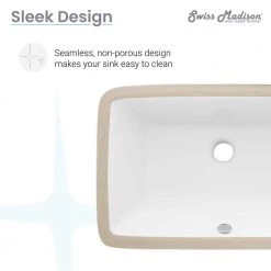 Swiss Madison Voltaire 21 in. Rectangular Undermount Bathroom Sink in Glossy White -Bathroom Sinks Sales glossy white swiss madison undermount bathroom sinks sm um625 4f 1000