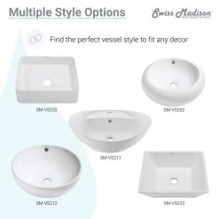 Swiss Madison Concorde 19 in. Rectangle Ceramic Vessel Sink in White -Bathroom Sinks Sales glossy white swiss madison vessel sinks sm vs201 1f 1000