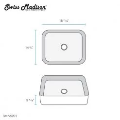 Swiss Madison Concorde 19 in. Rectangle Ceramic Vessel Sink in White -Bathroom Sinks Sales glossy white swiss madison vessel sinks sm vs201 44 1000