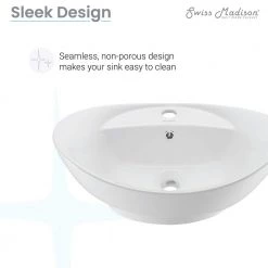 Swiss Madison Ivy 23 in. Oval Ceramic Vessel Sink in White -Bathroom Sinks Sales glossy white swiss madison vessel sinks sm vs211 1f 1000