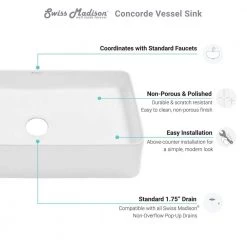 Swiss Madison Concorde 24 in. Rectangle Ceramic Vessel Sink 22 Swiss Madison Concorde 24 in. Rectangle Ceramic Vessel Sink -Bathroom Sinks Sales glossy white swiss madison vessel sinks sm vs231 c3 1000
