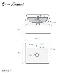 Swiss Madison Voltaire 18 in. Square Ceramic Vessel Sink in Glossy White 21 Swiss Madison Voltaire 18 in. Square Ceramic Vessel Sink in Glossy White -Bathroom Sinks Sales glossy white swiss madison wall mount sinks sm vs276 1f 1000