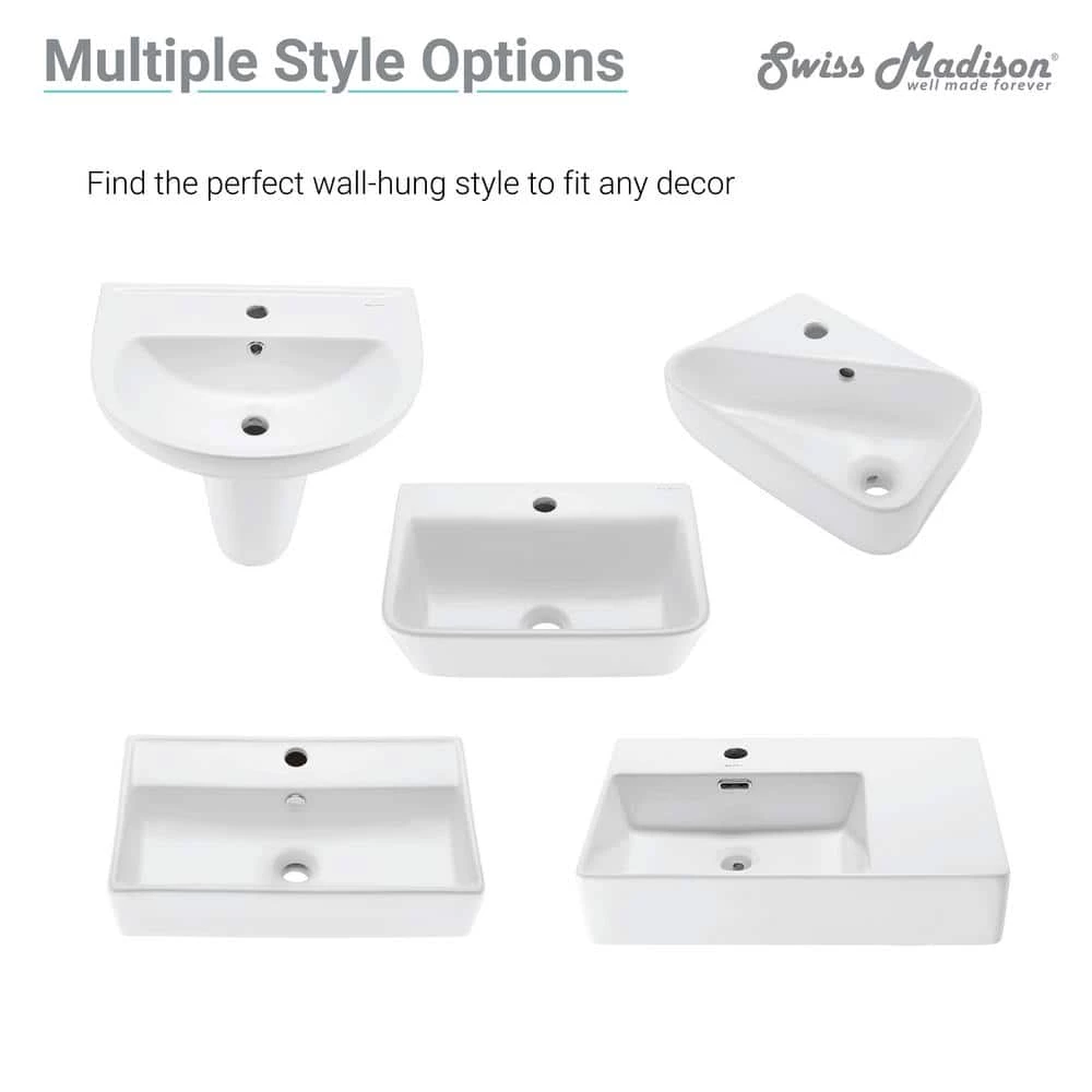Swiss Madison Voltaire 18 in. Square Ceramic Vessel Sink in Glossy White 11 Swiss Madison Voltaire 18 in. Square Ceramic Vessel Sink in Glossy White - Image 9