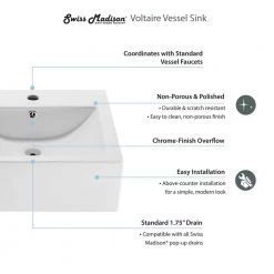 Swiss Madison Voltaire 18 in. Square Ceramic Vessel Sink in Glossy White 18 Swiss Madison Voltaire 18 in. Square Ceramic Vessel Sink in Glossy White -Bathroom Sinks Sales glossy white swiss madison wall mount sinks sm vs276 77 1000