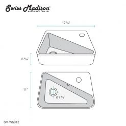 Swiss Madison Plaisir 18 in. x 11 in. Ceramic Wall Hung Vessel Sink with Right Side Faucet Mount in White 21 Swiss Madison Plaisir 18 in. x 11 in. Ceramic Wall Hung Vessel Sink with Right Side Faucet Mount in White -Bathroom Sinks Sales glossy white swiss madison wall mount sinks sm ws312 1f 1000