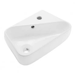Swiss Madison Plaisir 18 in. x 11 in. Ceramic Wall Hung Vessel Sink with Right Side Faucet Mount in White 14 Swiss Madison Plaisir 18 in. x 11 in. Ceramic Wall Hung Vessel Sink with Right Side Faucet Mount in White -Bathroom Sinks Sales glossy white swiss madison wall mount sinks sm ws312 40 1000