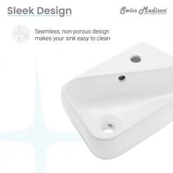 Swiss Madison Plaisir 18 in. x 11 in. Ceramic Wall Hung Vessel Sink with Right Side Faucet Mount in White 17 Swiss Madison Plaisir 18 in. x 11 in. Ceramic Wall Hung Vessel Sink with Right Side Faucet Mount in White -Bathroom Sinks Sales glossy white swiss madison wall mount sinks sm ws312 66 1000