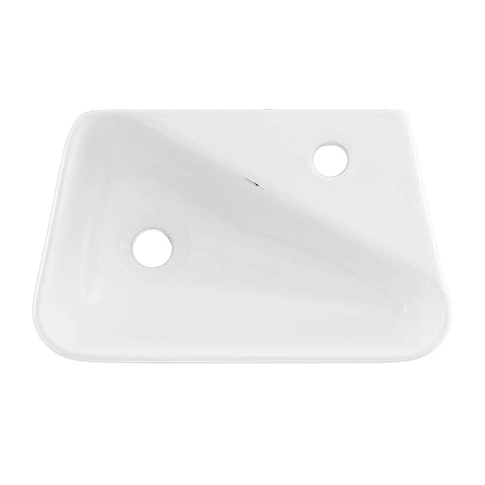 Swiss Madison Plaisir 18 in. x 11 in. Ceramic Wall Hung Vessel Sink with Right Side Faucet Mount in White 4 Swiss Madison Plaisir 18 in. x 11 in. Ceramic Wall Hung Vessel Sink with Right Side Faucet Mount in White - Image 2
