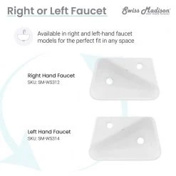 Swiss Madison Plaisir 18 in. x 11 in. Ceramic Wall Hung Vessel Sink with Left Side Faucet Mount in White 20 Swiss Madison Plaisir 18 in. x 11 in. Ceramic Wall Hung Vessel Sink with Left Side Faucet Mount in White -Bathroom Sinks Sales glossy white swiss madison wall mount sinks sm ws314 4f 1000