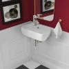 Swiss Madison Plaisir 18 in. x 11 in. Ceramic Wall Hung Vessel Sink with Left Side Faucet Mount in White -Bathroom Sinks Sales glossy white swiss madison wall mount sinks sm ws314 64 1000