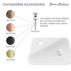 Swiss Madison Plaisir 18 in. x 11 in. Ceramic Wall Hung Vessel Sink with Left Side Faucet Mount in White 19 Swiss Madison Plaisir 18 in. x 11 in. Ceramic Wall Hung Vessel Sink with Left Side Faucet Mount in White -Bathroom Sinks Sales glossy white swiss madison wall mount sinks sm ws314 c3 1000