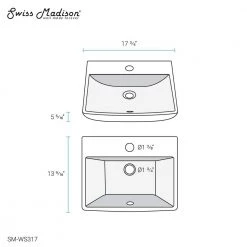 Swiss Madison Sublime Compact Ceramic Wall Hung Sink in White -Bathroom Sinks Sales glossy white swiss madison wall mount sinks sm ws317 4f 1000