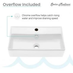 Swiss Madison Claire Ceramic Wall Hung Sink in White -Bathroom Sinks Sales glossy white swiss madison wall mount sinks sm ws318 c3 1000