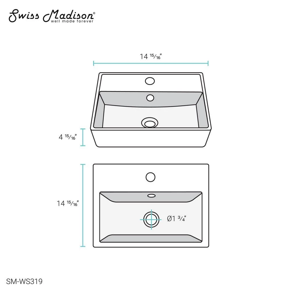 Swiss Madison Claire Compact Ceramic Wall Hung Sink in White 4 Swiss Madison Claire Compact Ceramic Wall Hung Sink in White - Image 2