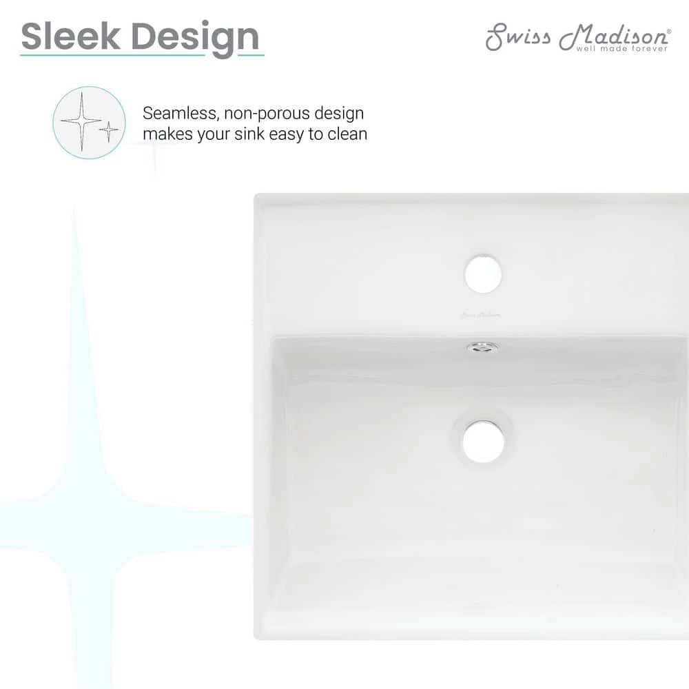 Swiss Madison Claire Compact Ceramic Wall Hung Sink in White 5 Swiss Madison Claire Compact Ceramic Wall Hung Sink in White - Image 3