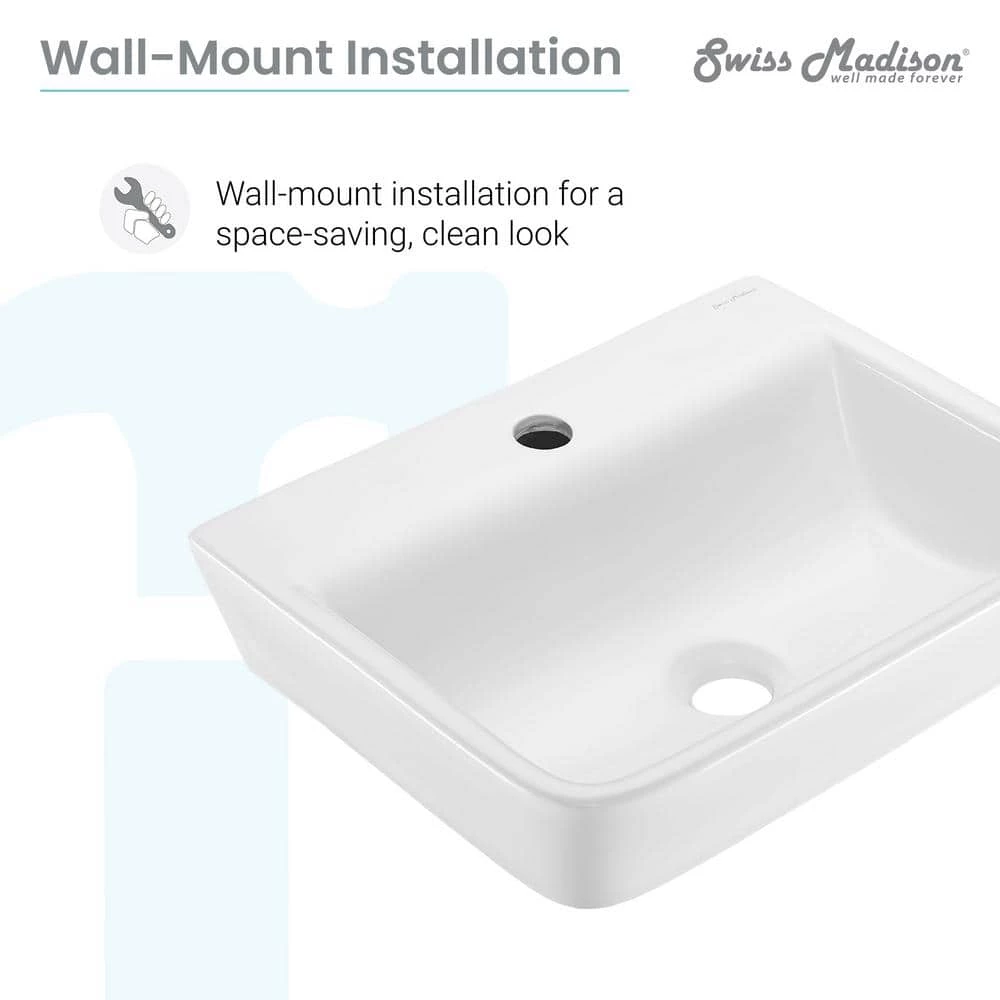 Swiss Madison St. Tropez Wall Mount Sink in White 11 Swiss Madison St. Tropez Wall Mount Sink in White - Image 9