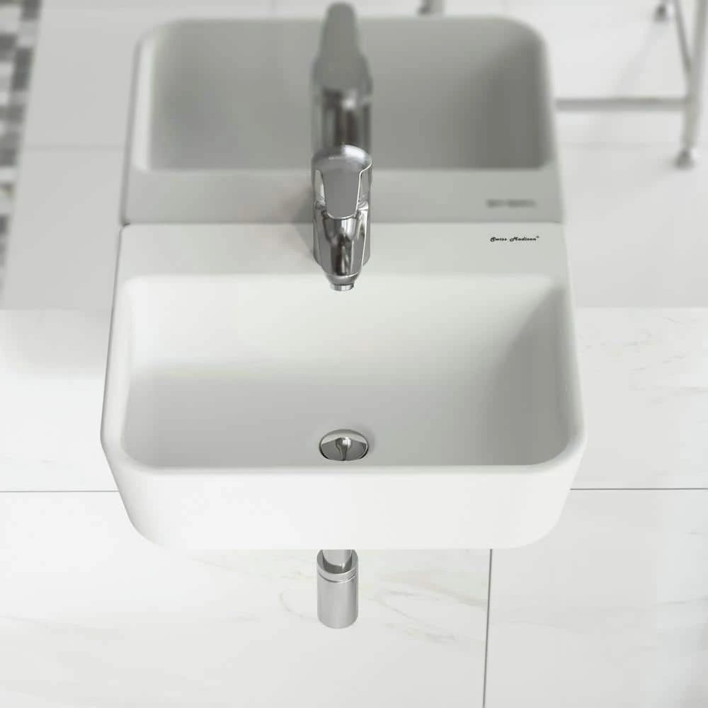 Swiss Madison St. Tropez Wall Mount Sink in White 3 Swiss Madison St. Tropez Wall Mount Sink in White