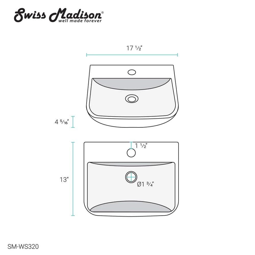 Swiss Madison St. Tropez Wall Mount Sink in White 15 Swiss Madison St. Tropez Wall Mount Sink in White - Image 13