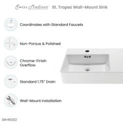 Swiss Madison St. Tropez Vessel Sink in Glossy White -Bathroom Sinks Sales glossy white swiss madison wall mount sinks sm ws322 c3 1000