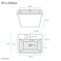 Swiss Madison Carre Ceramic Wall Mount Bathroom Sink in Glossy White 22 Swiss Madison Carre Ceramic Wall Mount Bathroom Sink in Glossy White -Bathroom Sinks Sales glossy white swiss madison wall mount sinks sm ws330 1f 1000