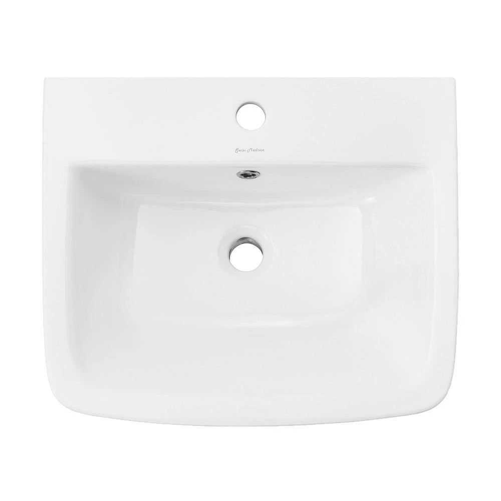 Swiss Madison Carre Ceramic Wall Mount Bathroom Sink in Glossy White 5 Swiss Madison Carre Ceramic Wall Mount Bathroom Sink in Glossy White - Image 3