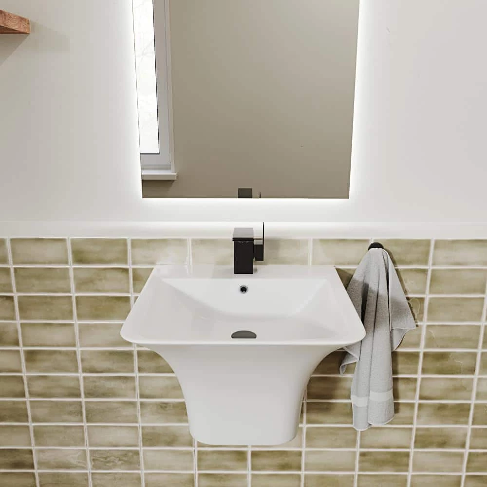 Swiss Madison Carre Ceramic Wall Mount Bathroom Sink in Glossy White 8 Swiss Madison Carre Ceramic Wall Mount Bathroom Sink in Glossy White - Image 6