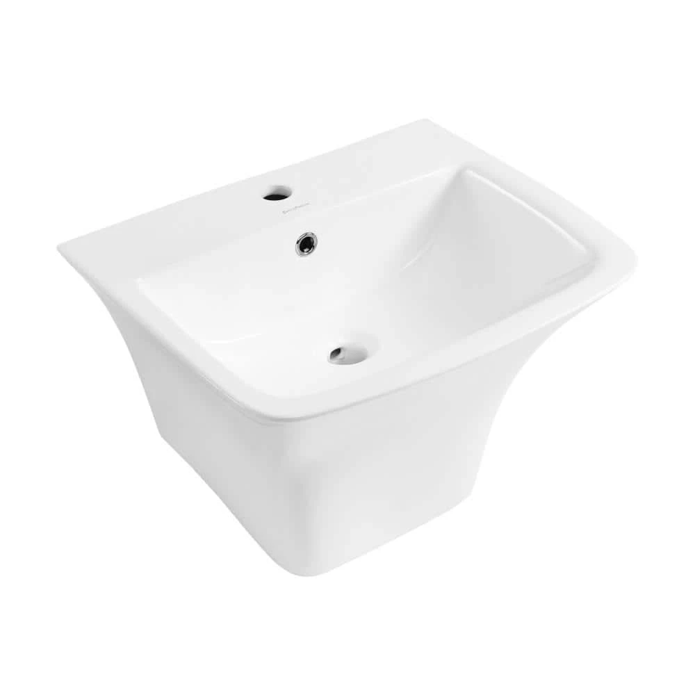 Swiss Madison Carre Ceramic Wall Mount Bathroom Sink in Glossy White 4 Swiss Madison Carre Ceramic Wall Mount Bathroom Sink in Glossy White - Image 2
