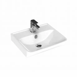 WS Bath Collections Neo Wall Mount Bathroom Sink in Glossy White with 1-Faucet Hole