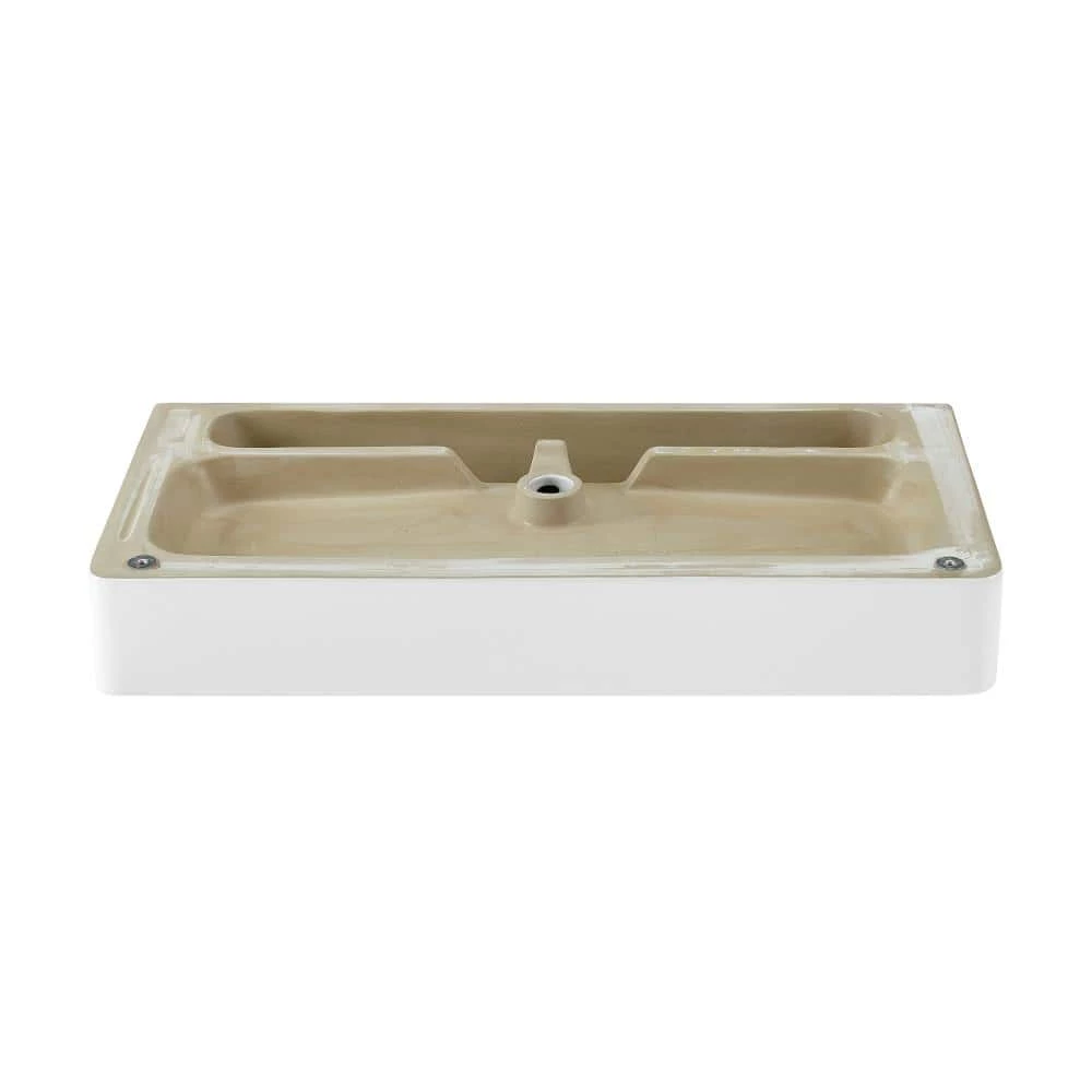 Swiss Madison Carre 36 in. Ceramic White Console Sink Basin Gold Legs 6 Swiss Madison Carre 36 in. Ceramic White Console Sink Basin Gold Legs - Image 4