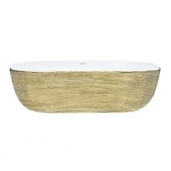 Ruvati 20 in. Above Vanity Counter Bathroom Ceramic Vessel Sink in White with Decorative Art in Gold -Bathroom Sinks Sales gold white ruvati vessel sinks rvb2016wg 40 1000